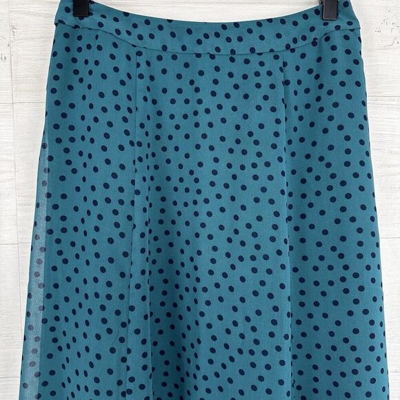 Boden Serena Midi Skirt US 4P Green Polka Dot Chiffon Flare A Line Flowy NWT - Picture 4 of 16